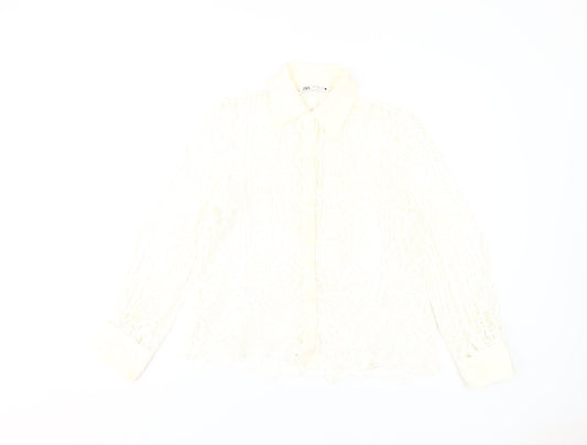 Womens UK Size 12 Zara Ivory  Button-Up