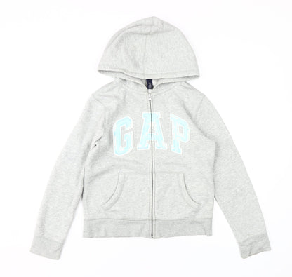 GAP Girls Grey Hoodie, Logo, Size 12, Full Zip, Casual Wear