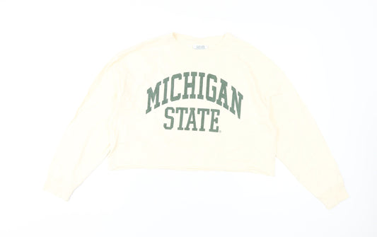 Additional front view of Michigan State University White Cropped T-Shirt M unisex
