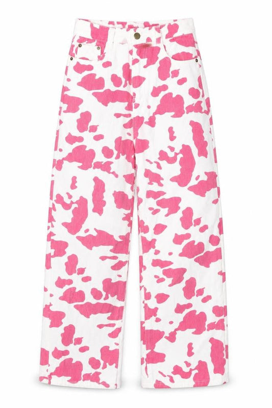 Shekou Women's Pink Animal Print Jeans, Size S