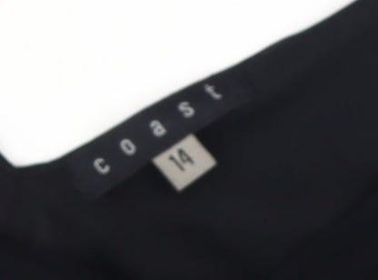 Coast Women's Black V-Neck Size 14 Sleeveless Ruched Dress