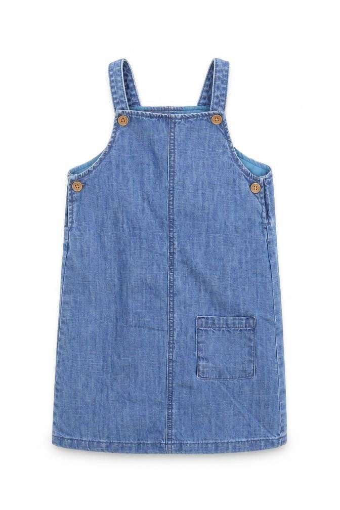 Front view of Marks & Spencer Blue Denim Jumper Dress, 18-24 Months