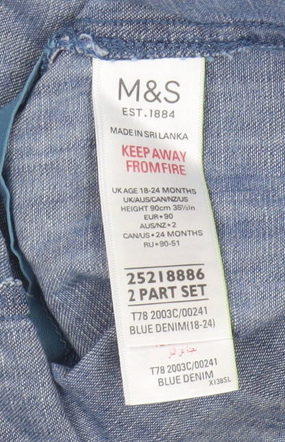 Marks & Spencer Blue Denim Jumper Dress, 18-24 Months