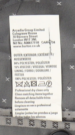 Mens UK Size 38 Burton Regular Grey Suit Jacket