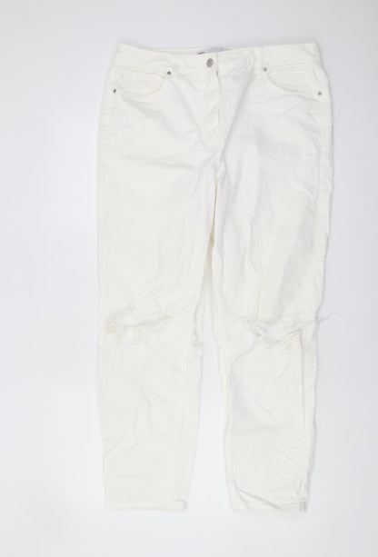 Next Women's White Distressed Jeans Size 14