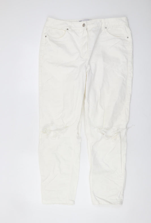 Next Women's White Distressed Jeans Size 14