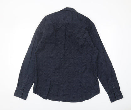 Outrage London Blue Geometric Long Sleeve Shirt L