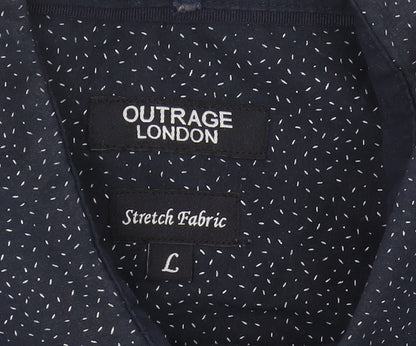 Outrage London Blue Geometric Long Sleeve Shirt L