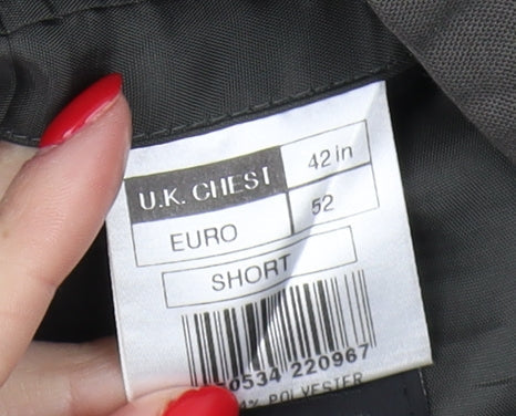 Mens UK Size 42 Pinstripe Regular Grey Suit Jacket
