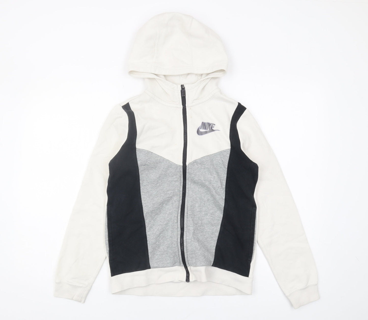 Nike Boys White Full Zip Hoodie M - Sports Casual Gym