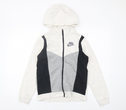 Nike Boys White Full Zip Hoodie M - Sports Casual Gym