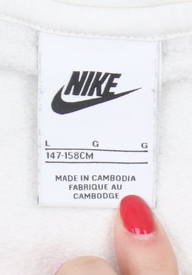 Nike Boys White Full Zip Hoodie M - Sports Casual Gym