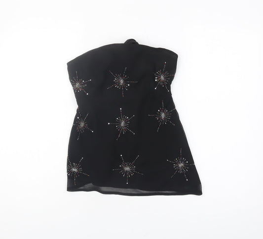 Influence Women Black Strapless Top with Studded Accents
