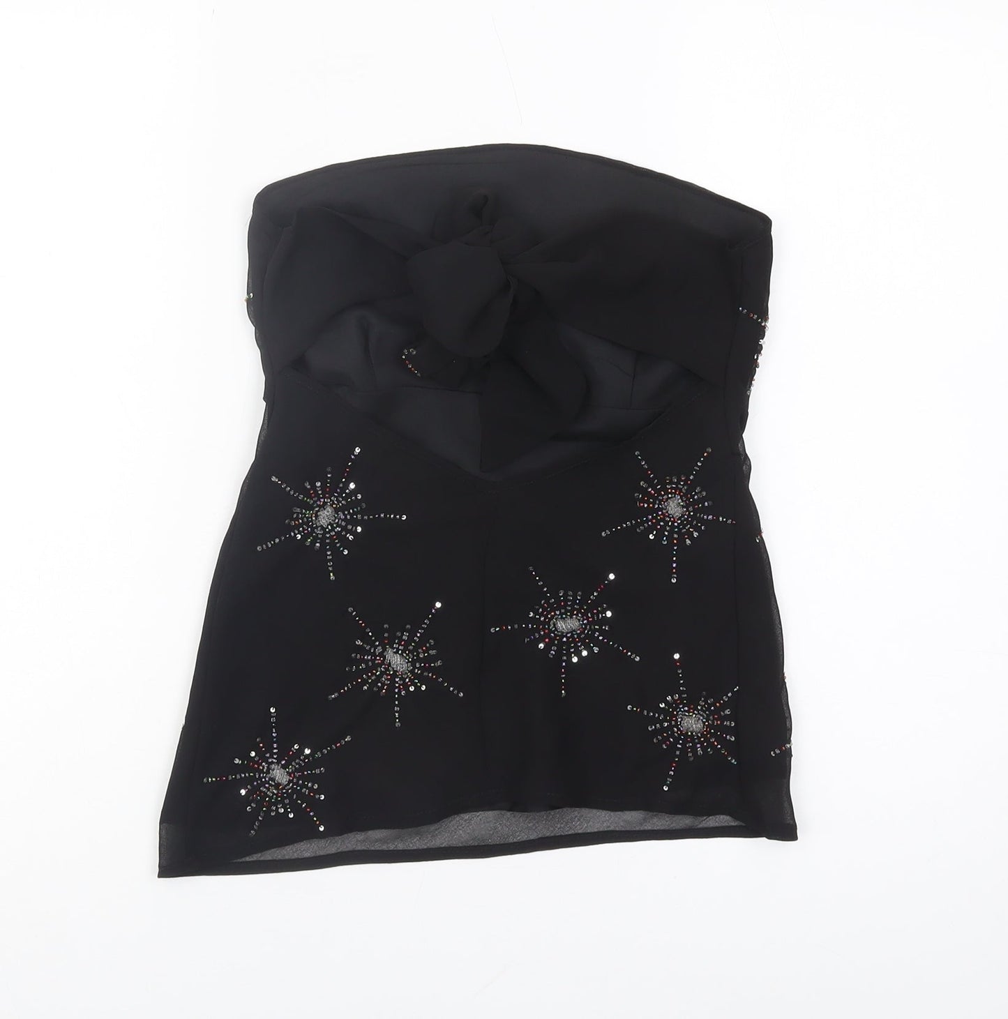 Influence Women Black Strapless Top with Studded Accents