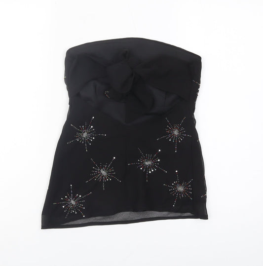 Influence Women Black Strapless Top with Studded Accents