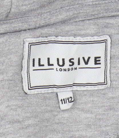 Illusive London Boys Grey Pullover Hoodie, Size 11-12