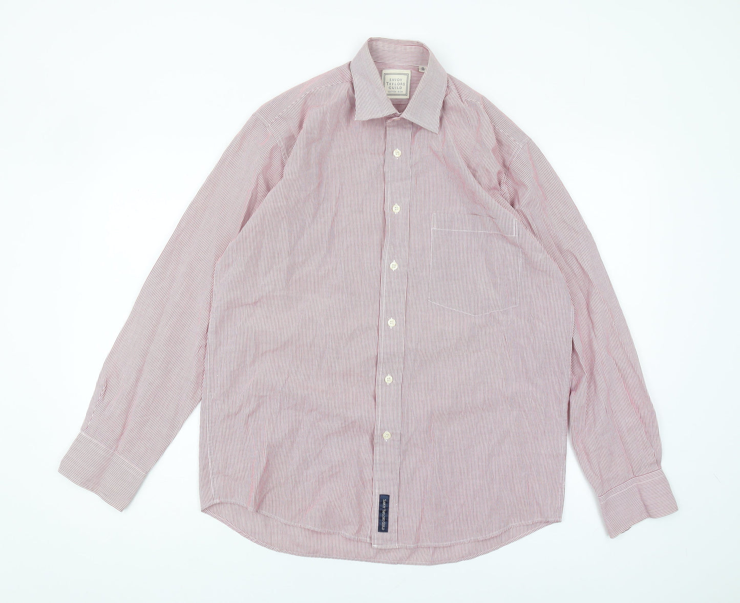 Savoy Taylors Guild Men's Red Striped Button-Up Shirt