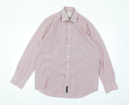 Savoy Taylors Guild Men's Red Striped Button-Up Shirt
