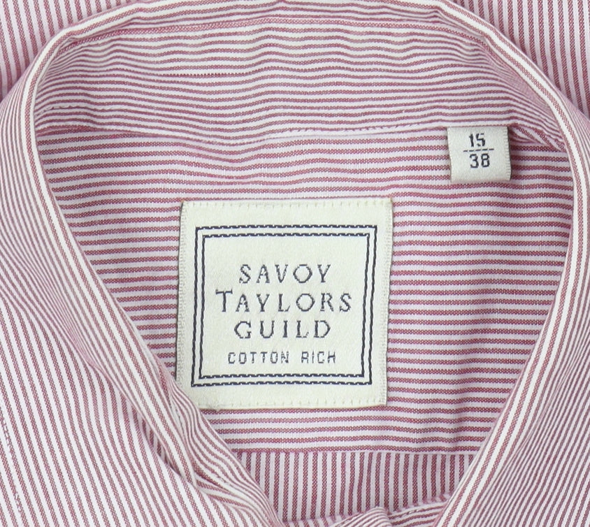 Savoy Taylors Guild Men's Red Striped Button-Up Shirt