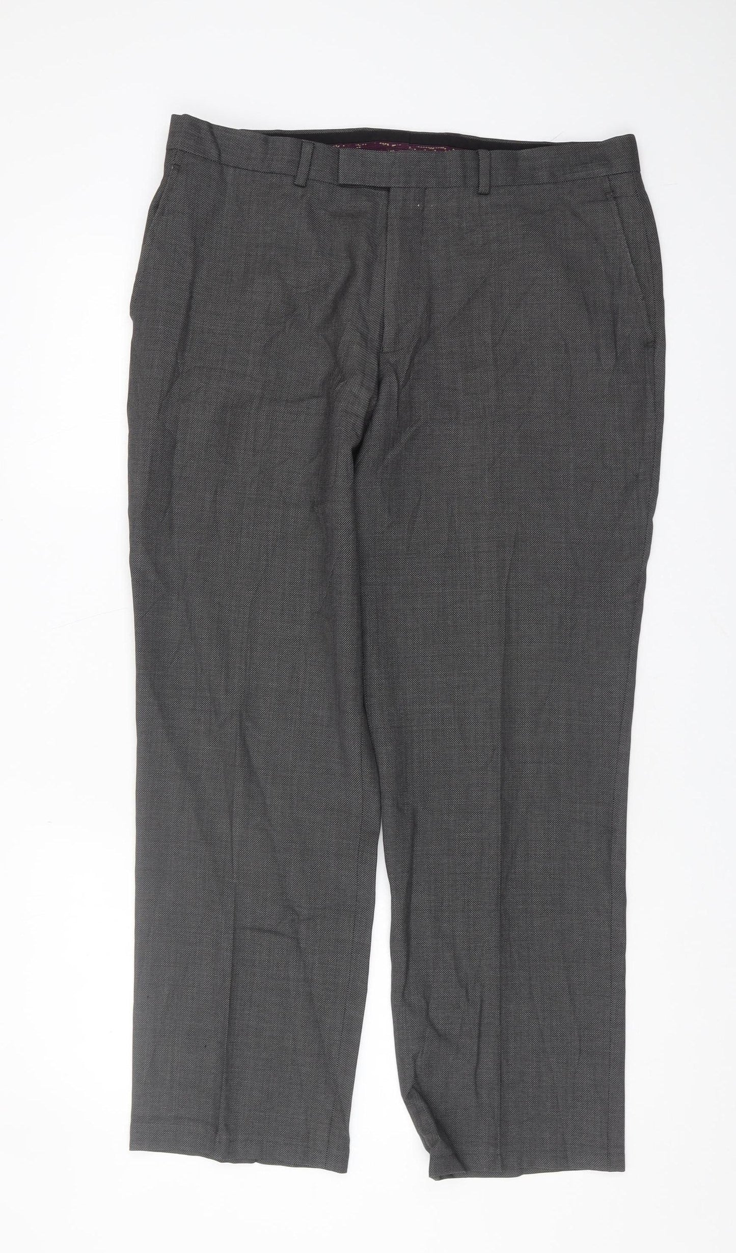 Next Men's Grey Wool Trousers 36R Tailored Classic