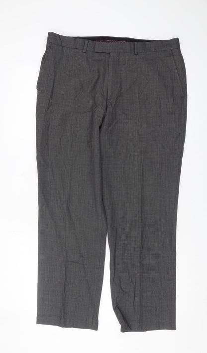 Next Men's Grey Wool Trousers 36R Tailored Classic