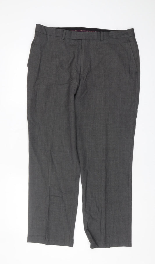 Next Men's Grey Wool Trousers 36R Tailored Classic
