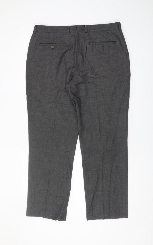 Next Men's Grey Wool Trousers 36R Tailored Classic