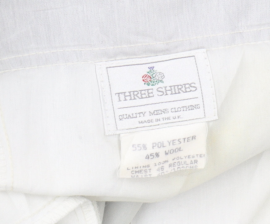 Three Shires Men's Black Dress Pants, Striped, Size 40