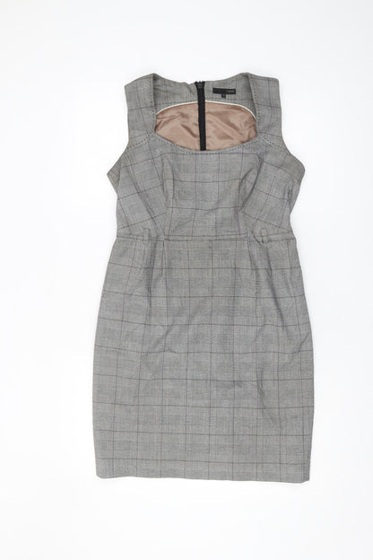 Next Petite Grey Check Sheath Dress, Women Size 10