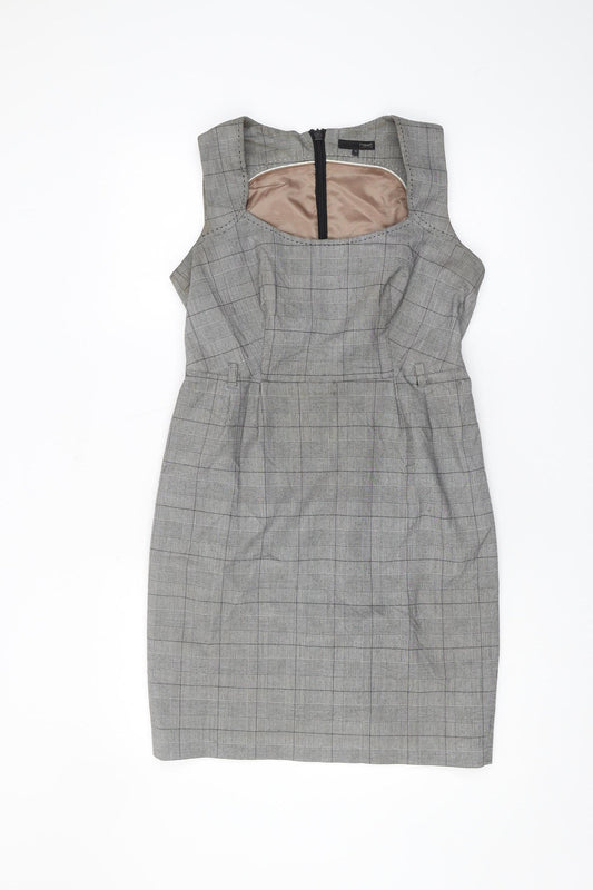 Next Petite Grey Check Sheath Dress, Women Size 10