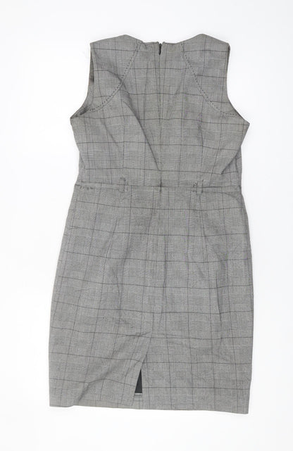Next Petite Grey Check Sheath Dress, Women Size 10