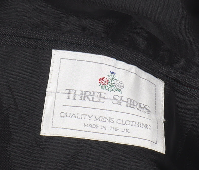 Three Shires Men's Black 46 Blazer, Formal, Striped