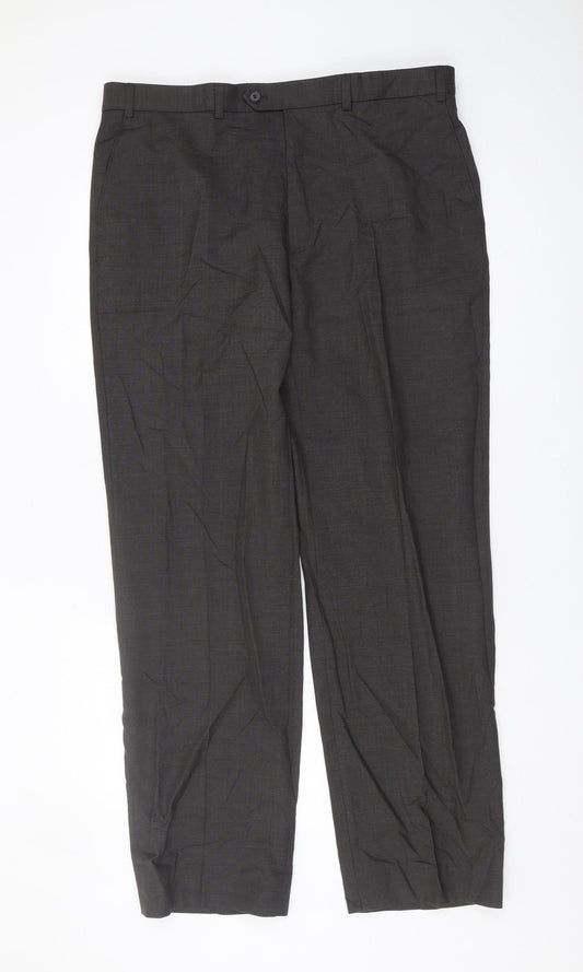 Marks and Spencer Men's Black Wool Trousers - 38