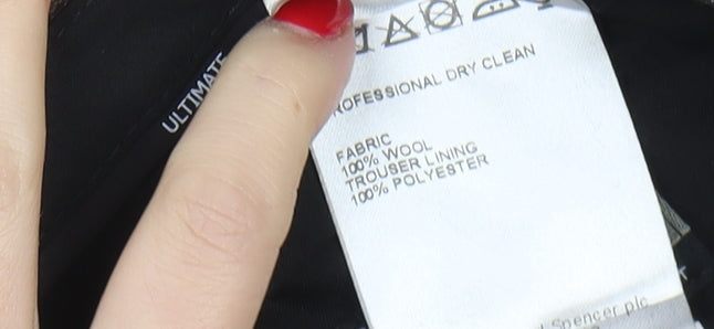 Marks and Spencer Men's Black Wool Trousers - 38