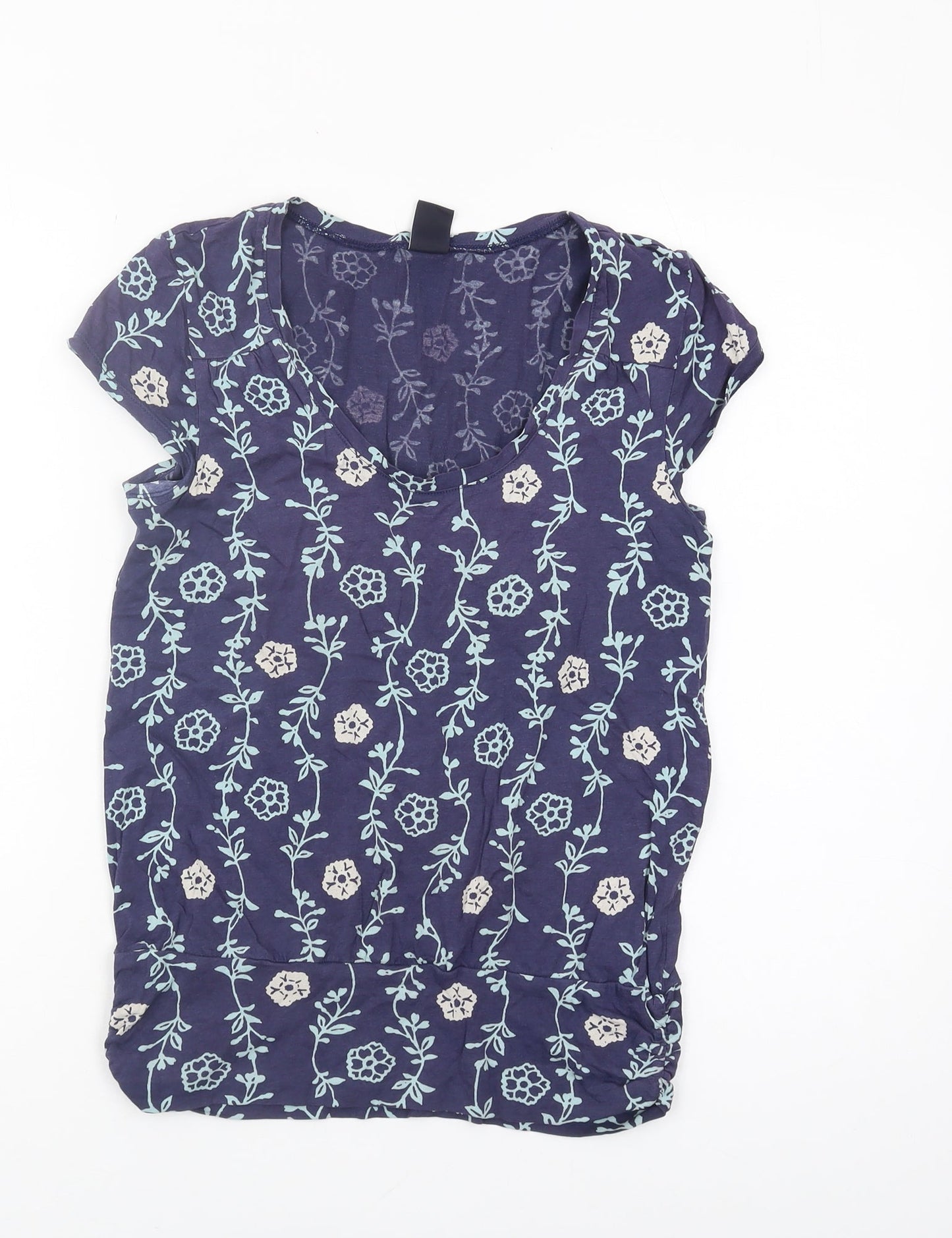 GAP Women's Blue Floral T-Shirt M Scoop Neck
