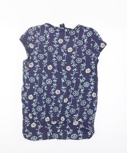 GAP Women's Blue Floral T-Shirt M Scoop Neck
