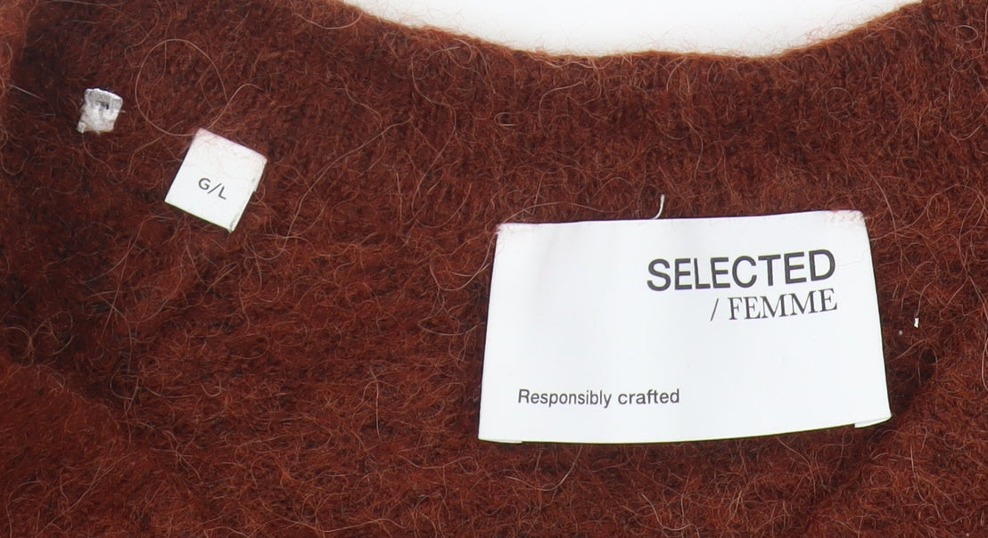 Womens UK Size L Selected Femme Brown Pullover Jumper