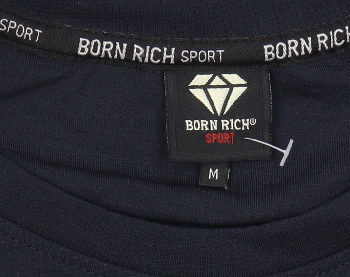 Born Rich Men's Blue Slim Fit Gym T-Shirt M