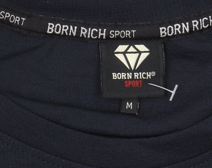 Born Rich Men's Blue Slim Fit Gym T-Shirt M