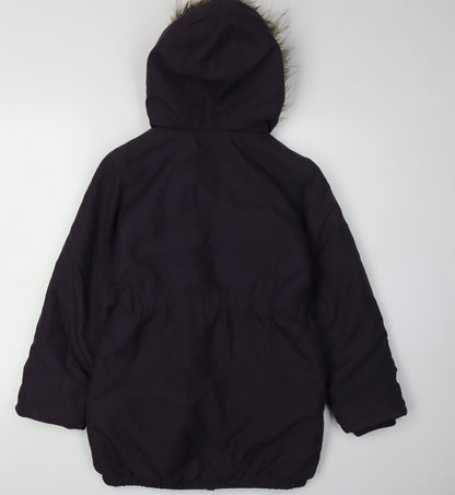 John Lewis Girls Black Parka Coat, Size 10 Years