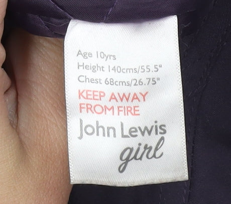 John Lewis Girls Black Parka Coat, Size 10 Years
