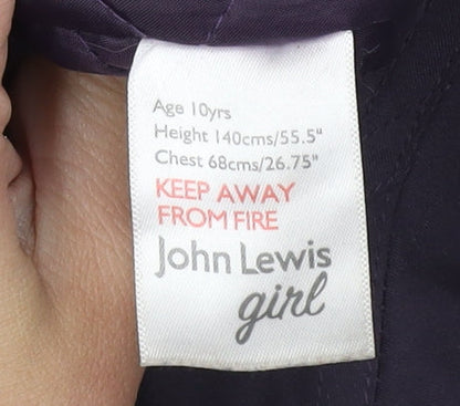 John Lewis Girls Black Parka Coat, Size 10 Years
