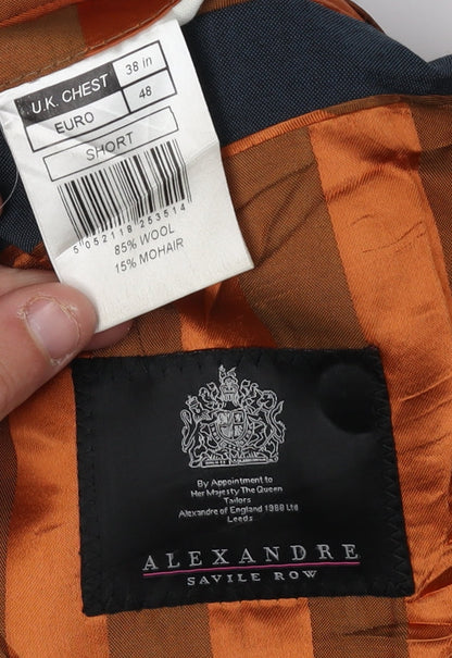 Alexandre Savile Row Men's Blue Blazer 38S Single-Breasted