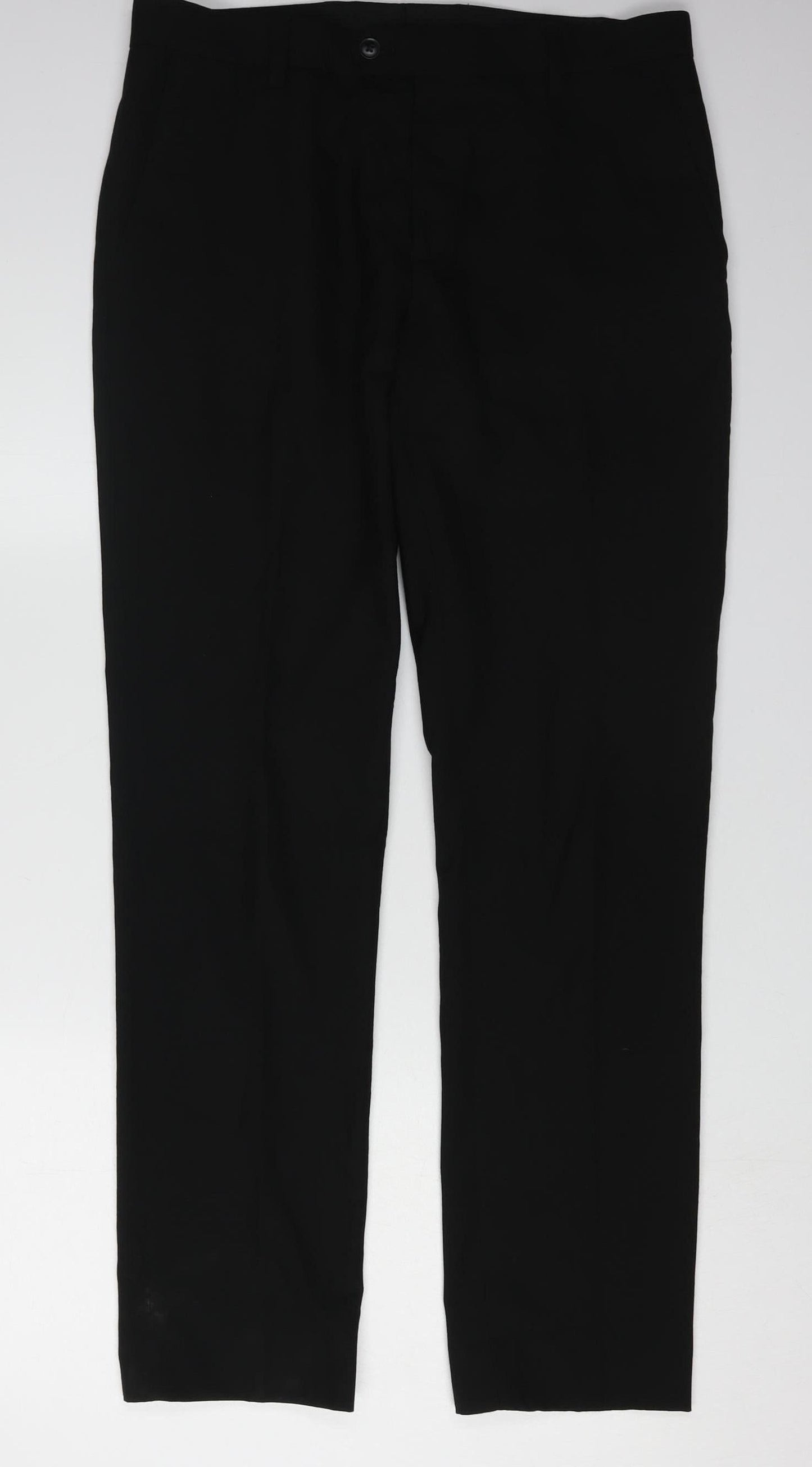 Next Men's Black Regular Fit Trousers, Size 34