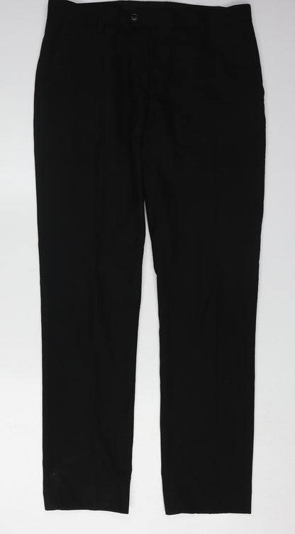 Next Men's Black Regular Fit Trousers, Size 34