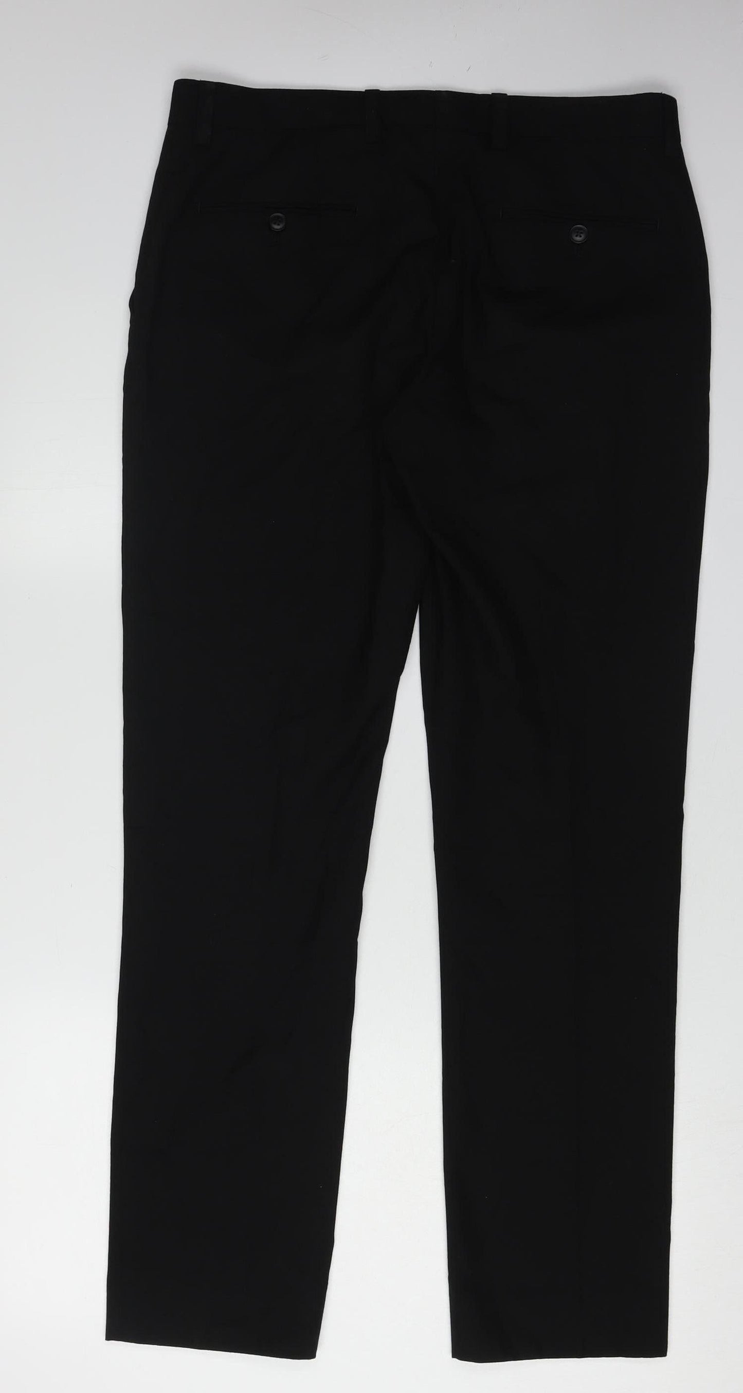 Next Men's Black Regular Fit Trousers, Size 34