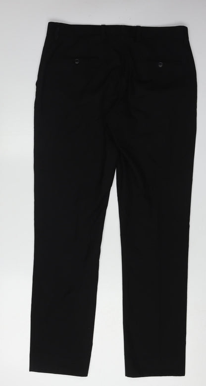 Next Men's Black Regular Fit Trousers, Size 34