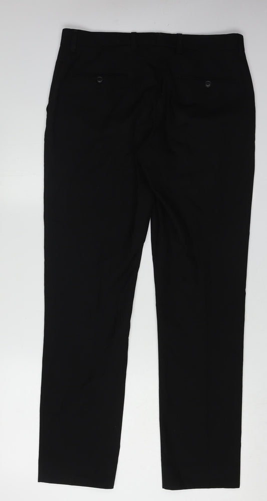 Next Men's Black Regular Fit Trousers, Size 34