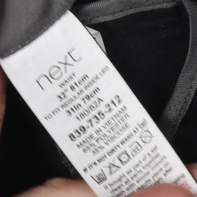 Next Men's Black Regular Fit Trousers, Size 34