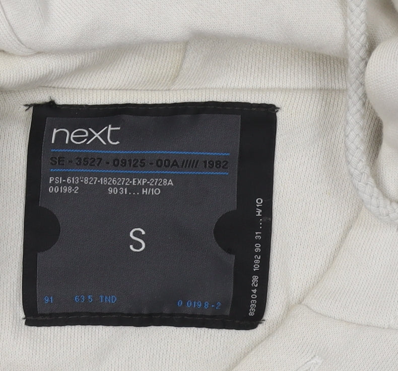 Next Men's Grey Cotton Pullover Hoodie, S, Button Accent